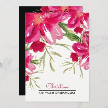 Will you be my Bridesmaid? Fuchsia Floral Invitations