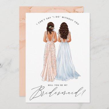 Will You Be My Bridesmaid? Girls in Gowns Invitati Invitations