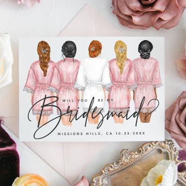 Will You Be My Bridesmaid? Girls in Robes Invitations