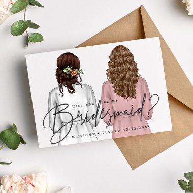 Will You Be My Bridesmaid? Girls in Robes V2 Invit Invitations