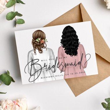 Will You Be My Bridesmaid? Girls in Robes V2 Invit Invitations