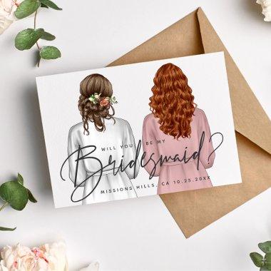 Will You Be My Bridesmaid? Girls in Robes V2 Invit Invitations