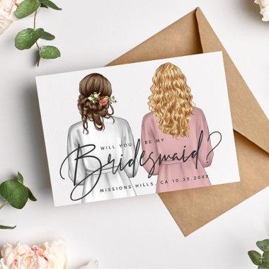 Will You Be My Bridesmaid? Girls in Robes V2 Invit Invitations