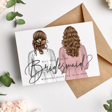 Will You Be My Bridesmaid? Girls in Robes V2 Invit Invitations