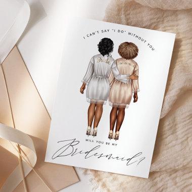 Will You Be My Bridesmaid? Girls in Robes V3 Invit Invitations