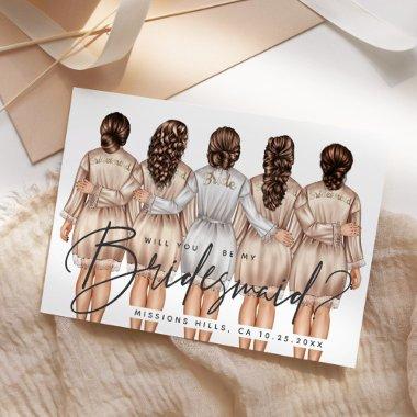 Will You Be My Bridesmaid? Girls in Robes V3 Invit Invitations