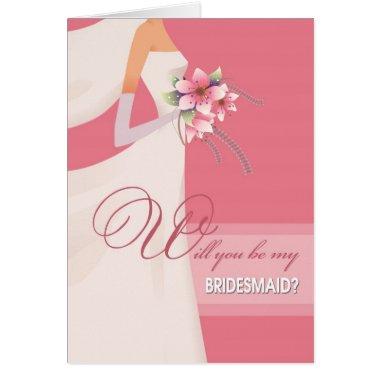 Will you be my Bridesmaid? Modern Pink Invitations