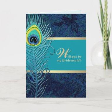 Will you be my Bridesmaid? Peacock Feather Invitations