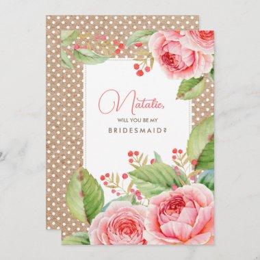 Will you be my Bridesmaid? Watercolor Flowers Invitations
