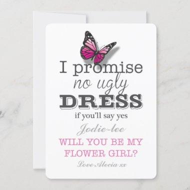 Will You Be My Flower Girl Pretty Butterfly Invitations
