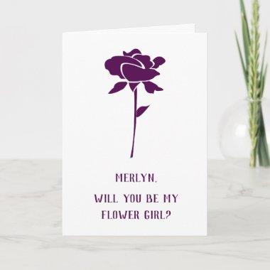 Will You Be My Flower Girl Wedding Purple Rose Invitations