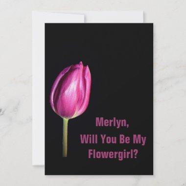 Will You Be My Flowergirl Pink Tulips Wedding Invitations