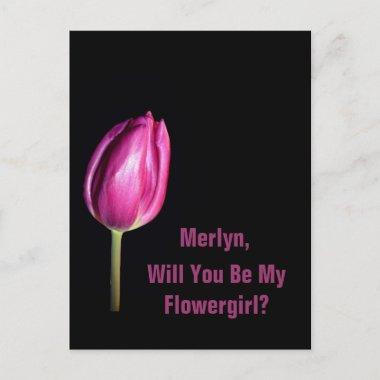 Will You Be My Flowergirl Pink Tulips Wedding PostInvitations