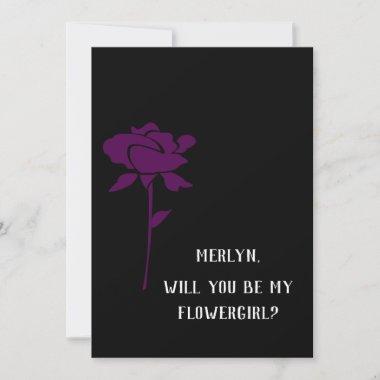 Will You Be My Flowergirl Purple Rose Wedding Invitations