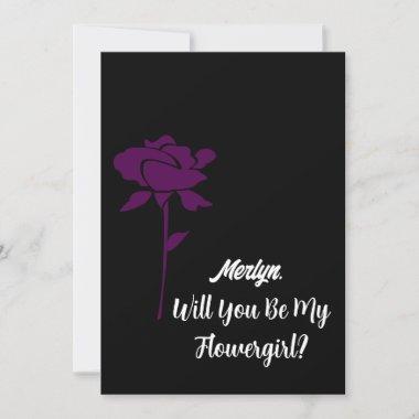 Will You Be My Flowergirl Wedding Purple Rose Invitations
