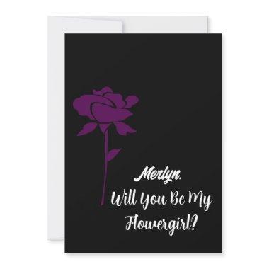 Will You Be My Flowergirl Wedding Purple Rose Invitations