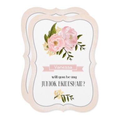 Will you be my Jr. Bridesmaid? Blush Pink Peonies Invitations