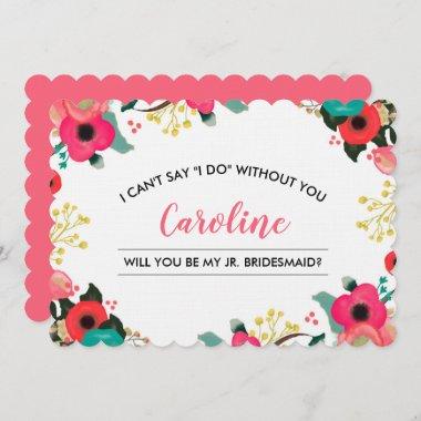 Will you be my Junior Bridesmaid? Modern Floral Invitations