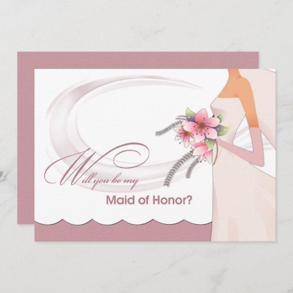 Will you be my Maid of Honor? Dusty Rose Invitations