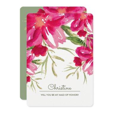 Will you be my Maid of Honor? Fuchsia Green Floral