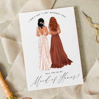 Will You Be My Maid of Honor? Girls in Gowns Invit Invitations