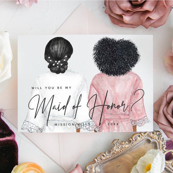 Will you be my Maid of Honor? Girls in Robes Invit Invitations