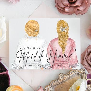 Will you be my Maid of Honor? Girls in Robes Invitations
