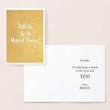 Will You Be My Maid Of Honor Gold Foil