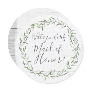 Will You Be My Maid of Honor Rustic Wood & Wreath