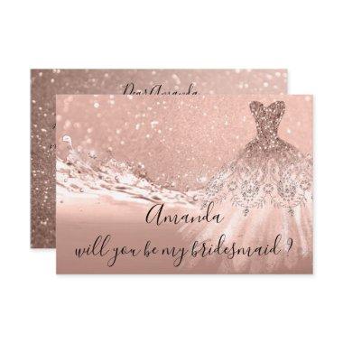 Will You Bridesmaid Glitter Ocean Rose Gold