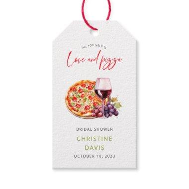 Wine And Pizza Bridal Shower Gift Tags