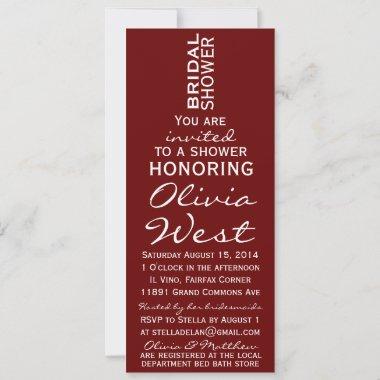 Wine Bottle Bridal Shower Invite - Merlot