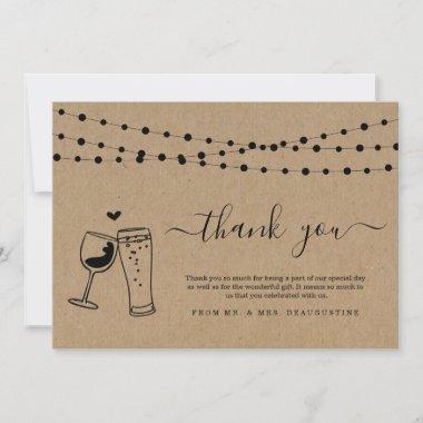 Wine & Brews Beer Toast & String Lights Thank You Invitations