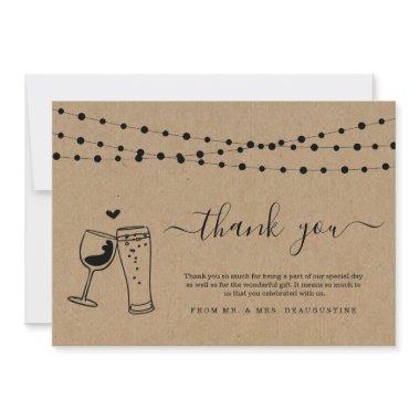 Wine & Brews Beer Toast & String Lights Thank You Invitations