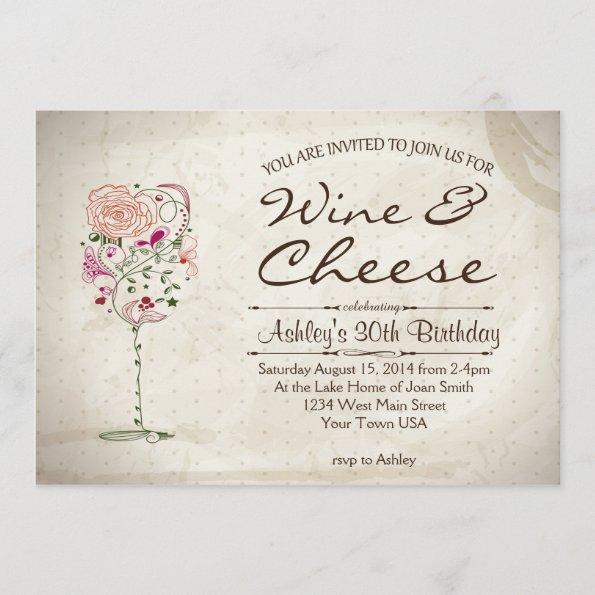 Wine & Cheese Birthday Invitations