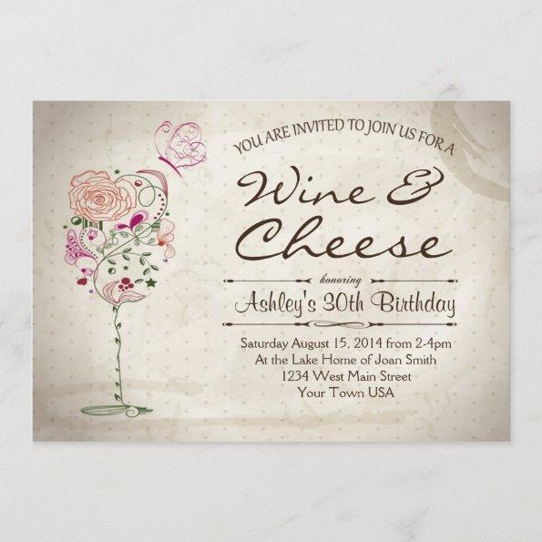 Wine & Cheese Birthday Invitations
