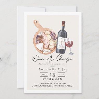 Wine & Cheese Charcuterie Engagement Party Invitations