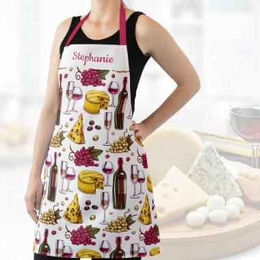 Wine & Cheese Tasting Print, Custom Text Apron