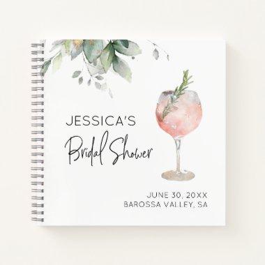 Wine Cocktail Pink Bridal Shower Guest Book