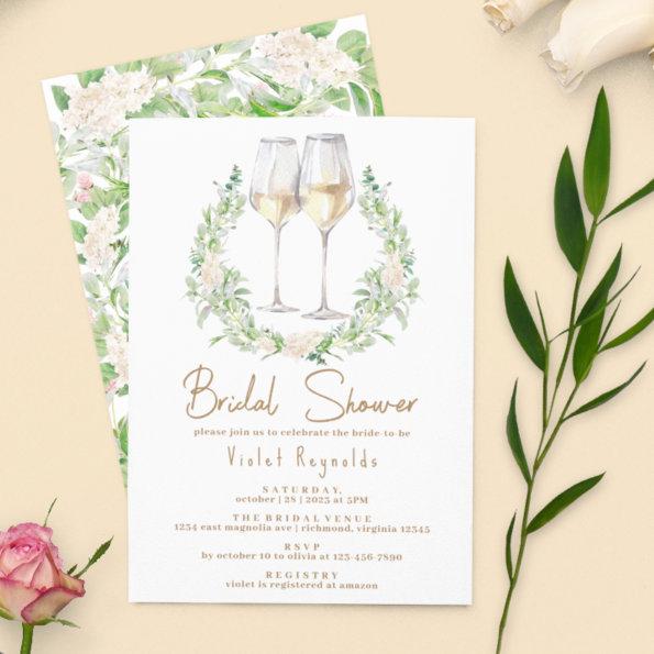 Wine & Floral Greenery | Cute Modern Bridal Shower Invitations