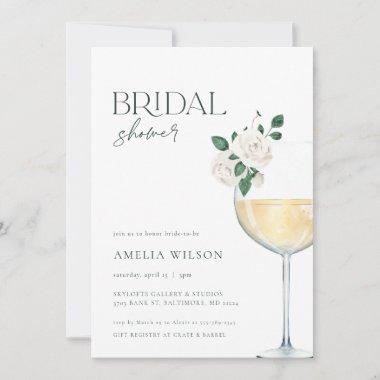 Wine & Florals Minimalist Bridal Shower Invitations