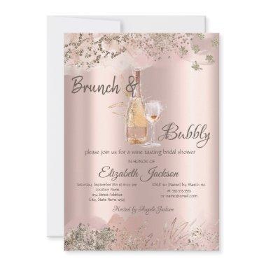 Wine Glass Bottle Rose Gold Border