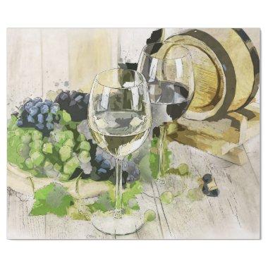 Wine Glasses, Barrel and Grapes Wrapping Paper