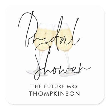 Wine Glasses Future Mrs Name  Square Sticker
