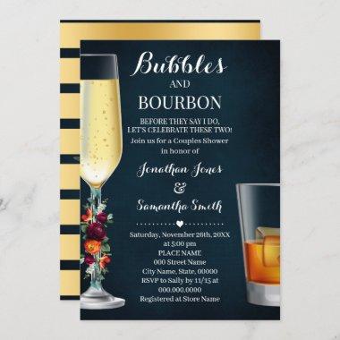 Wine Navy Bubbles & Bourbon Couples Shower Wedding Invitations
