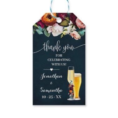 Wine Navy Bubbles & Brews Wedding Shower Favor Gift Tags