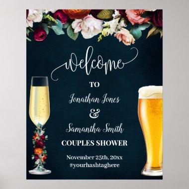 Wine Navy Bubbles & Brews Welcome Couples Wedding Poster
