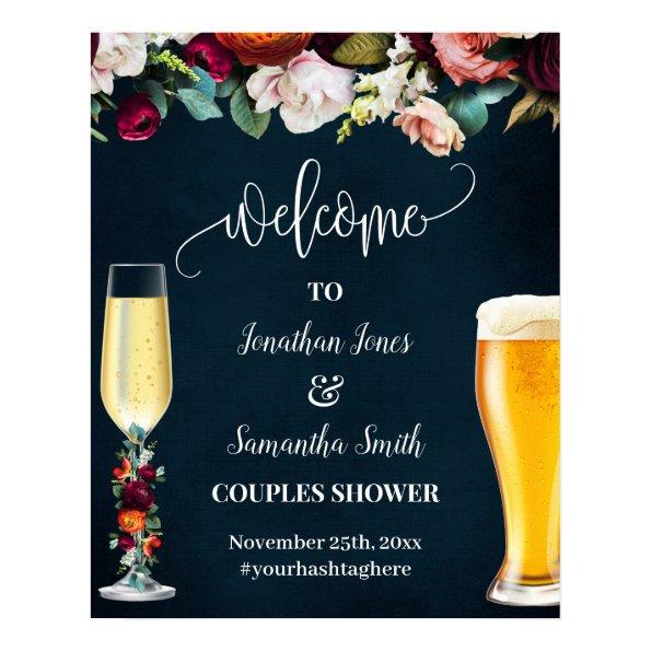 Wine Navy Bubbles & Brews Welcome Couples Wedding Poster