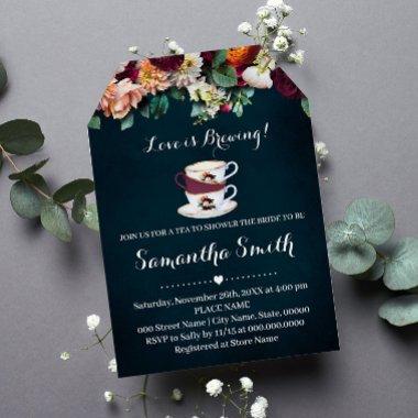 Wine Navy Love is Brewing Tea  Invite