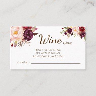 Wine Raffle Wedding Bridal Shower Marsala Invitations